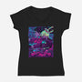 Neon Moon Eclipse-Womens-V-Neck-Tee-Bruno Mota