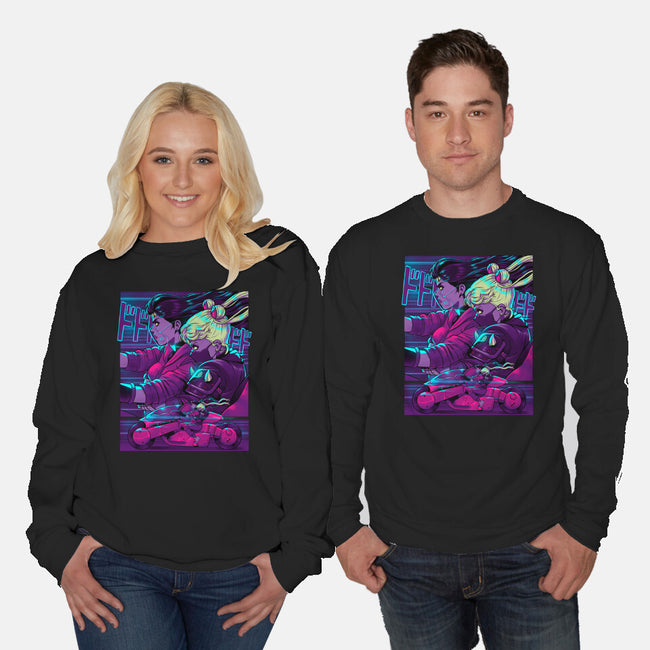 Neon Moon Eclipse-Unisex-Crew Neck-Sweatshirt-Bruno Mota