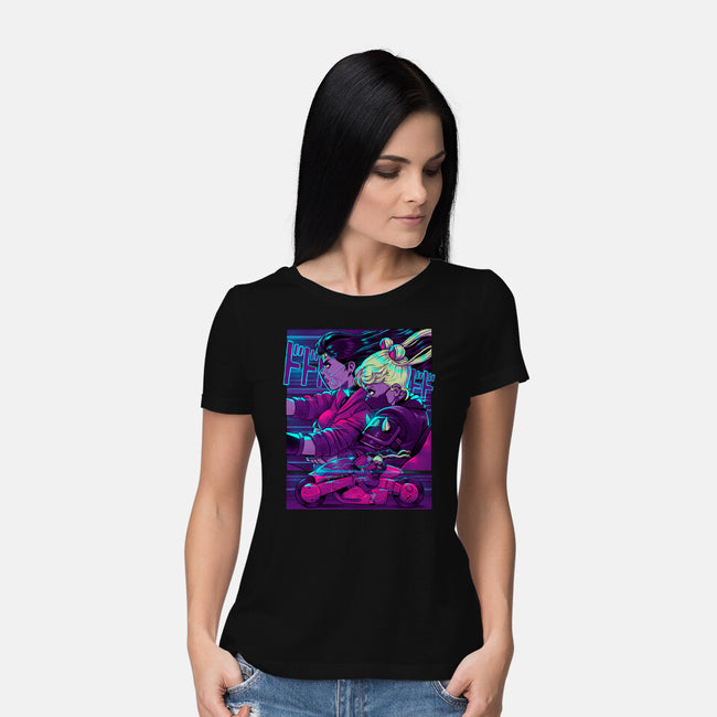 Neon Moon Eclipse-Womens-Basic-Tee-Bruno Mota