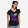 Neon Moon Eclipse-Womens-V-Neck-Tee-Bruno Mota