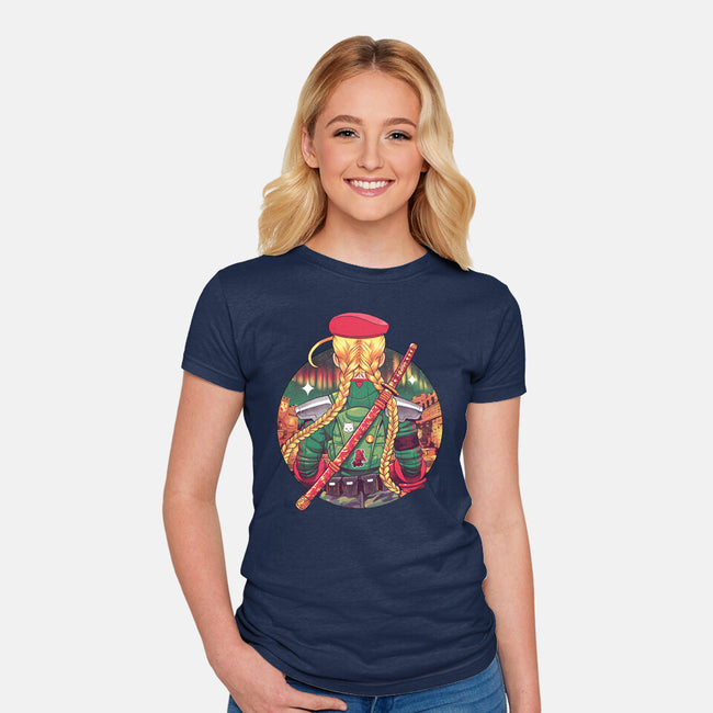 Autumn Fighter-Womens-Fitted-Tee-Bruno Mota
