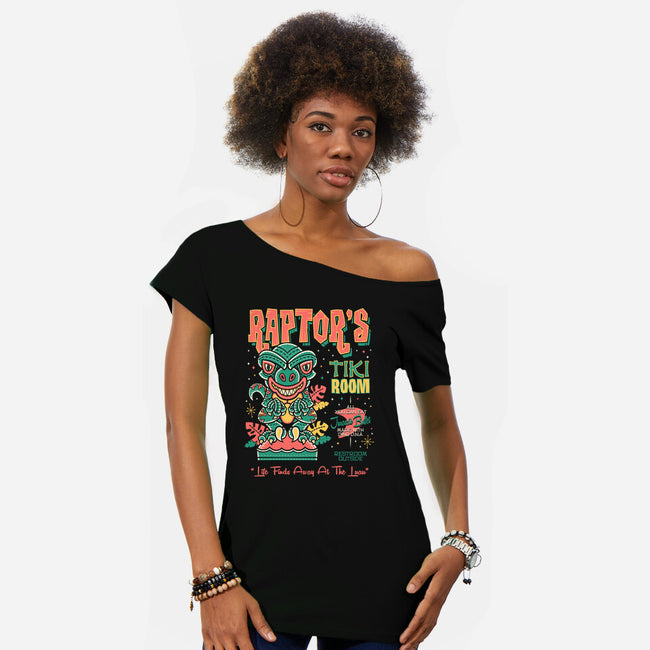 Raptor Tiki Room-Womens-Off Shoulder-Tee-Nemons