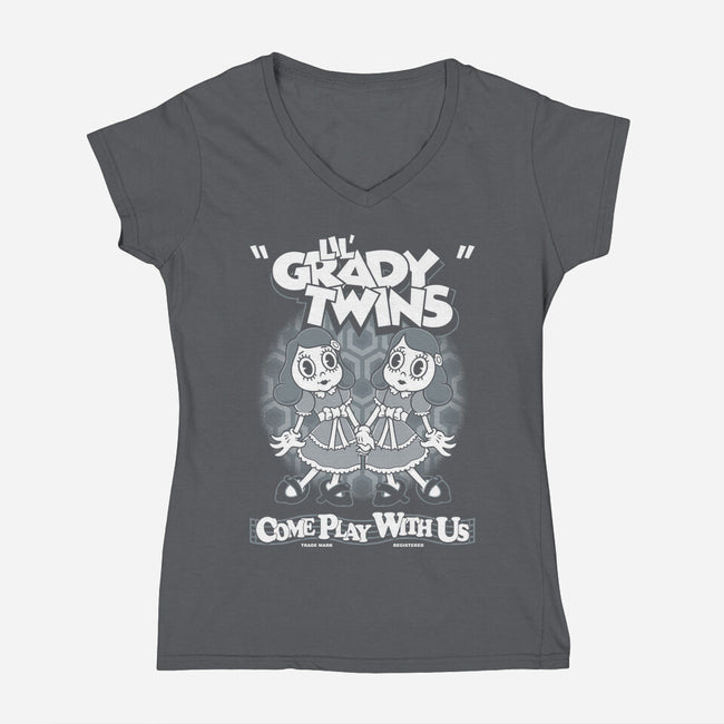 Lil' Grady Twins-Womens-V-Neck-Tee-Nemons