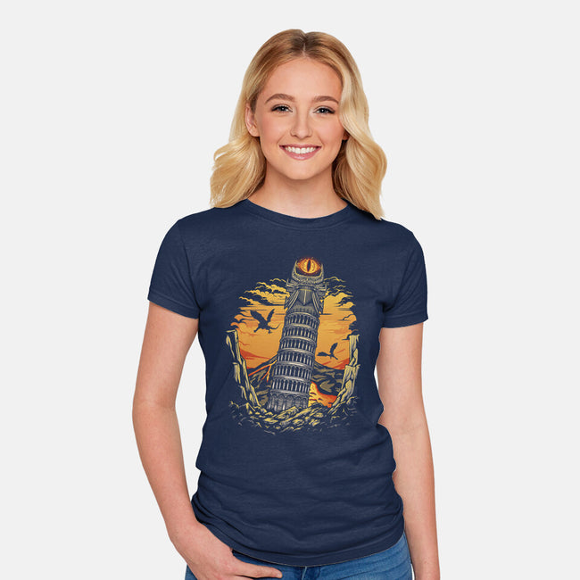 Leaning Dark Tower-Womens-Fitted-Tee-Olipop