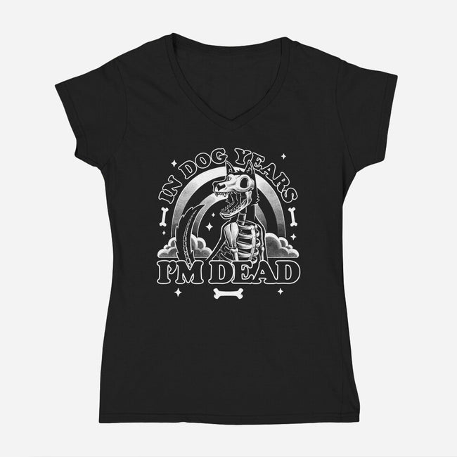 Dead In Dog Years-Womens-V-Neck-Tee-Studio Mootant