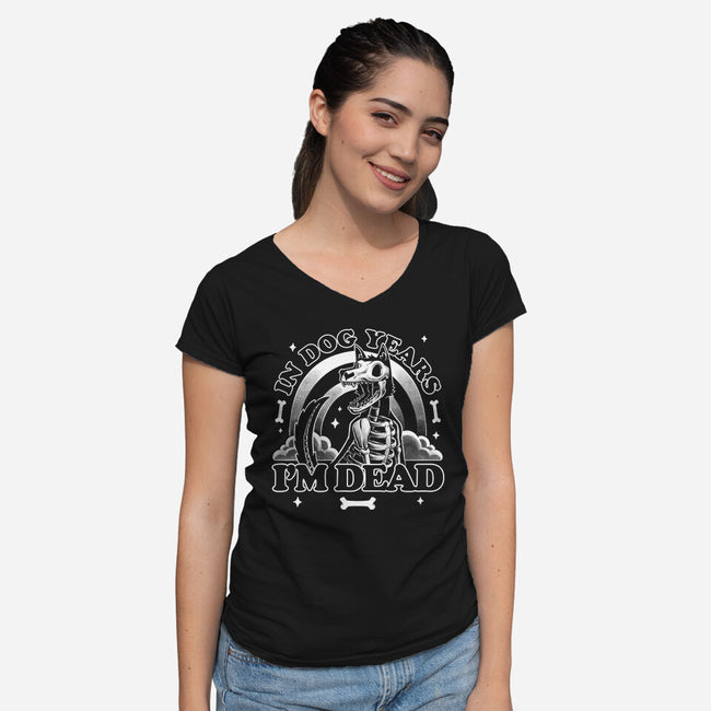 Dead In Dog Years-Womens-V-Neck-Tee-Studio Mootant