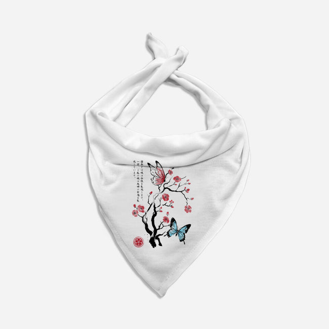 Two Butterflies Sumi-e-Dog-Bandana-Pet Collar-DrMonekers