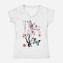 Two Butterflies Sumi-e-Womens-V-Neck-Tee-DrMonekers