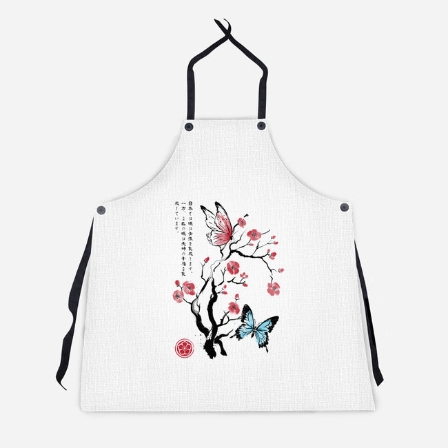 Two Butterflies Sumi-e-Unisex-Kitchen-Apron-DrMonekers