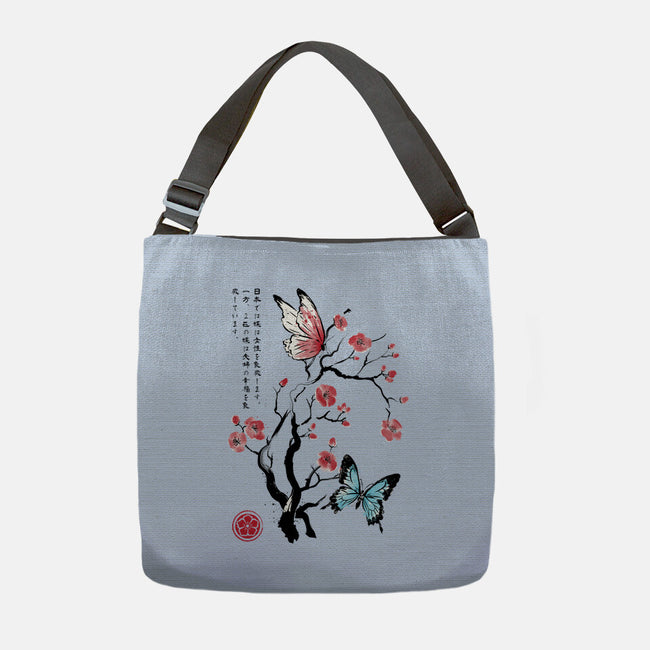 Two Butterflies Sumi-e-None-Adjustable Tote-Bag-DrMonekers