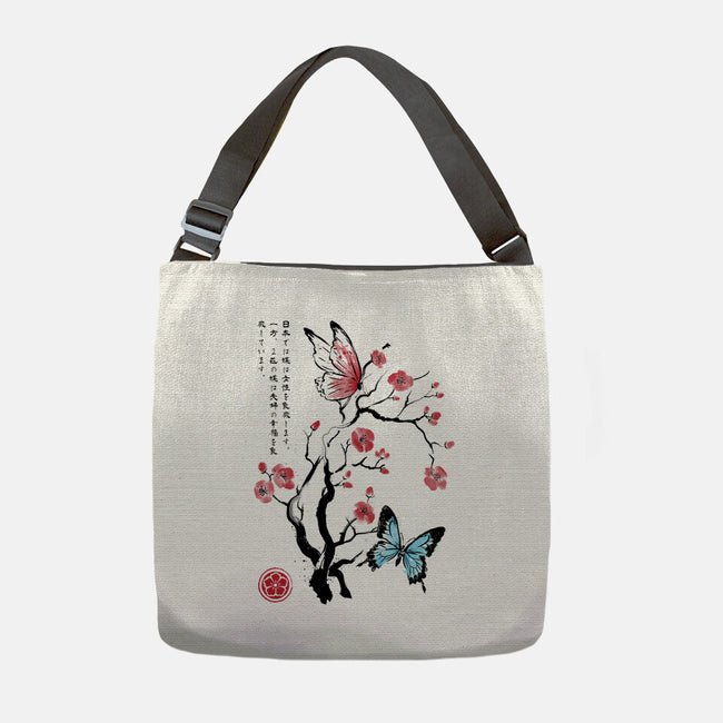 Two Butterflies Sumi-e-None-Adjustable Tote-Bag-DrMonekers