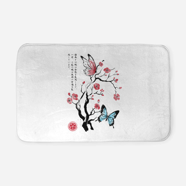 Two Butterflies Sumi-e-None-Memory Foam-Bath Mat-DrMonekers