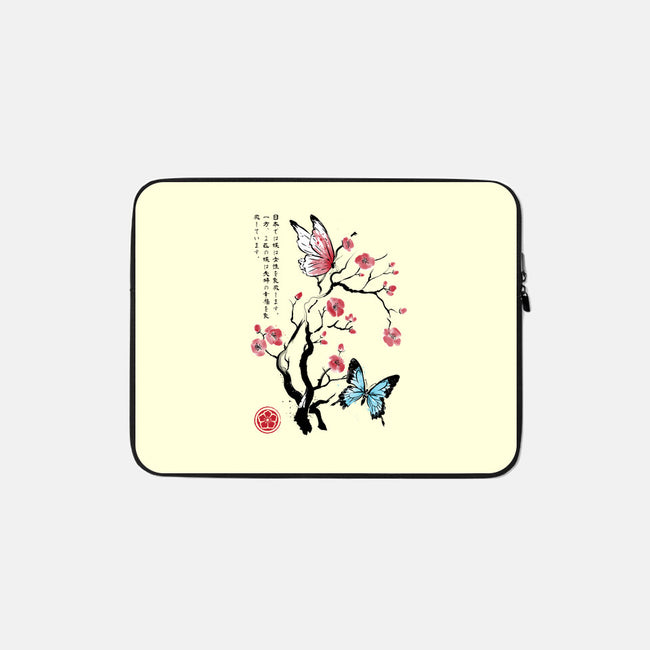 Two Butterflies Sumi-e-None-Zippered-Laptop Sleeve-DrMonekers