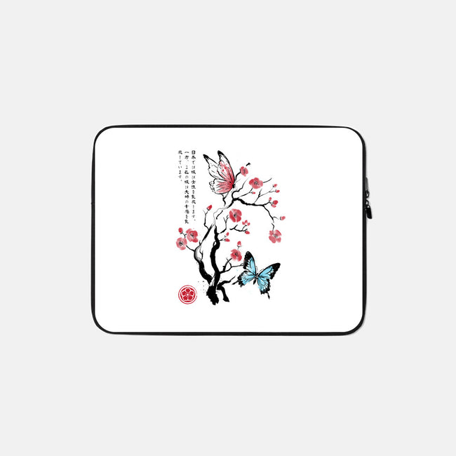 Two Butterflies Sumi-e-None-Zippered-Laptop Sleeve-DrMonekers