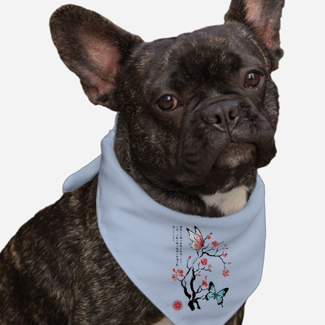 Two Butterflies Sumi-e-Dog-Bandana-Pet Collar-DrMonekers