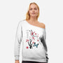 Two Butterflies Sumi-e-Womens-Off Shoulder-Sweatshirt-DrMonekers