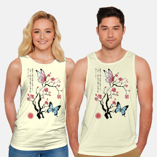 Two Butterflies Sumi-e-Unisex-Basic-Tank-DrMonekers