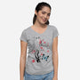 Two Butterflies Sumi-e-Womens-V-Neck-Tee-DrMonekers