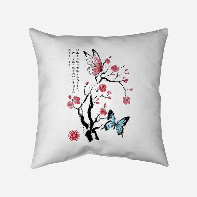 Two Butterflies Sumi-e-None-Non-Removable Cover w Insert-Throw Pillow-DrMonekers