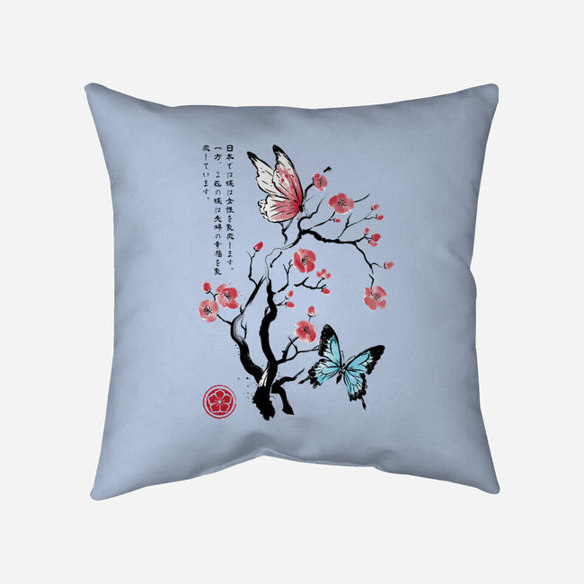 Two Butterflies Sumi-e-None-Removable Cover w Insert-Throw Pillow-DrMonekers