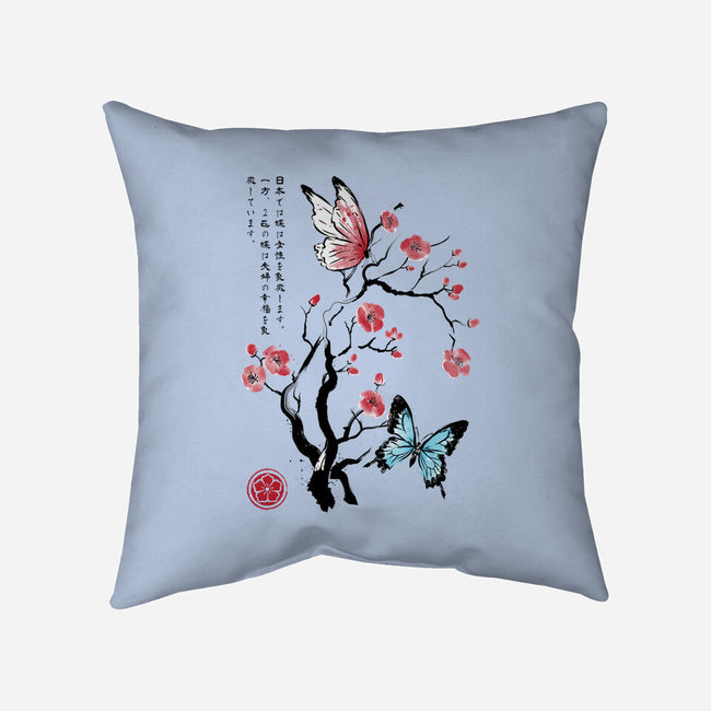Two Butterflies Sumi-e-None-Removable Cover-Throw Pillow-DrMonekers