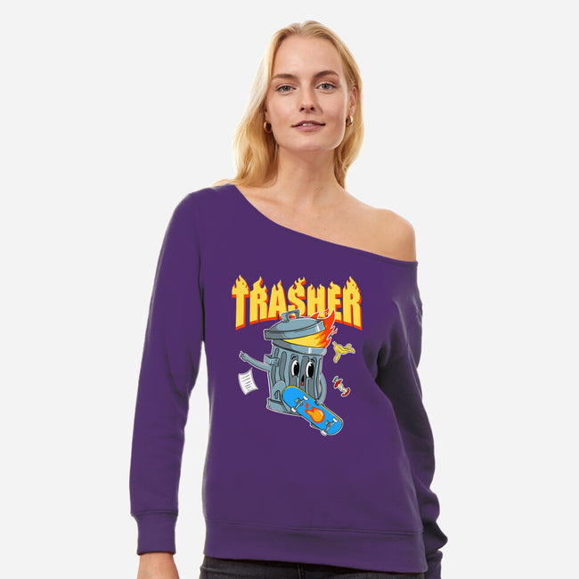 Trasher Skater-Womens-Off Shoulder-Sweatshirt-Tri haryadi