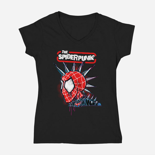 The Spiderpunk-Womens-V-Neck-Tee-joerawks