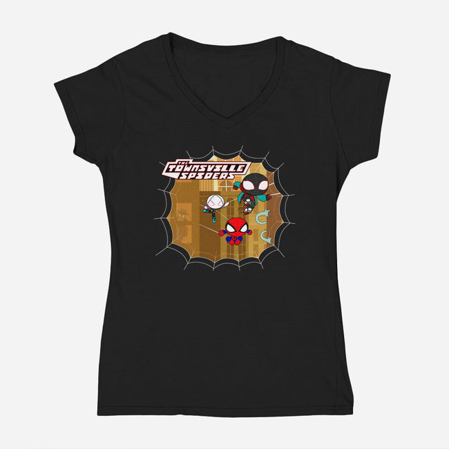 The Townsville Spiders-Womens-V-Neck-Tee-Taaroko