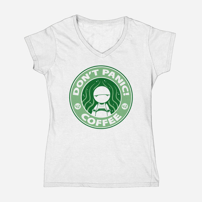 Don't Panic Coffee-Womens-V-Neck-Tee-Umberto Vicente