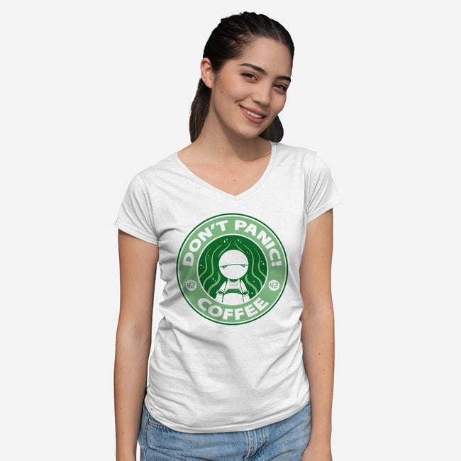 Don't Panic Coffee-Womens-V-Neck-Tee-Umberto Vicente