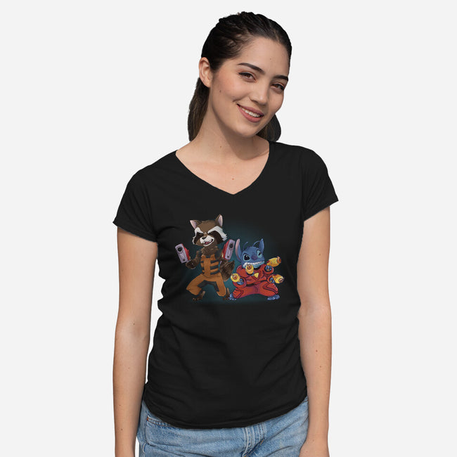 Experiments United-Womens-V-Neck-Tee-Madzilla