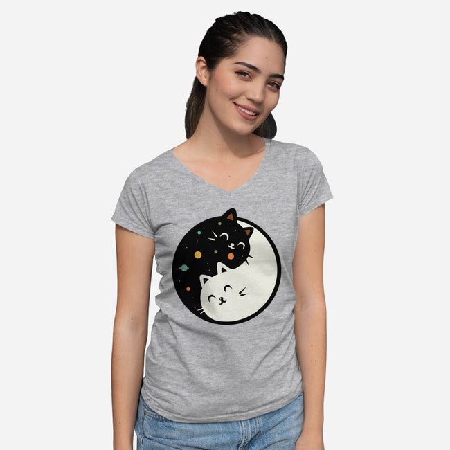 Space Kittens-Womens-V-Neck-Tee-erion_designs