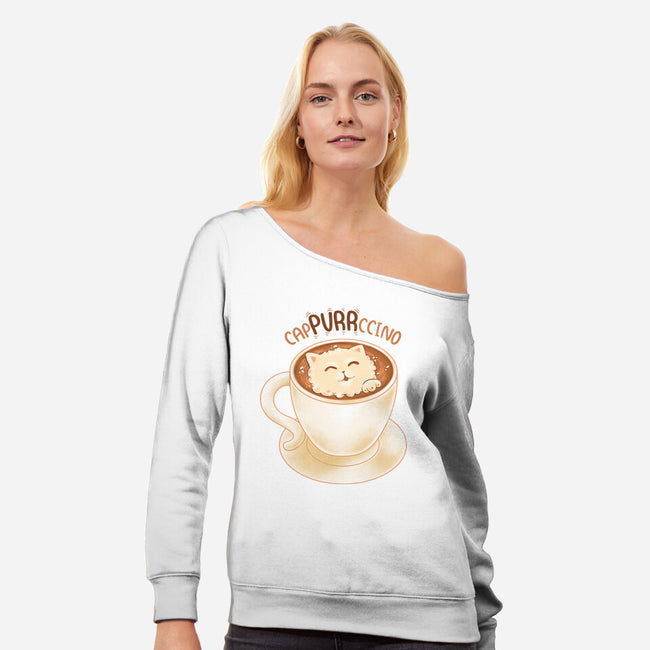 CaPURRRccino-Womens-Off Shoulder-Sweatshirt-Umberto Vicente