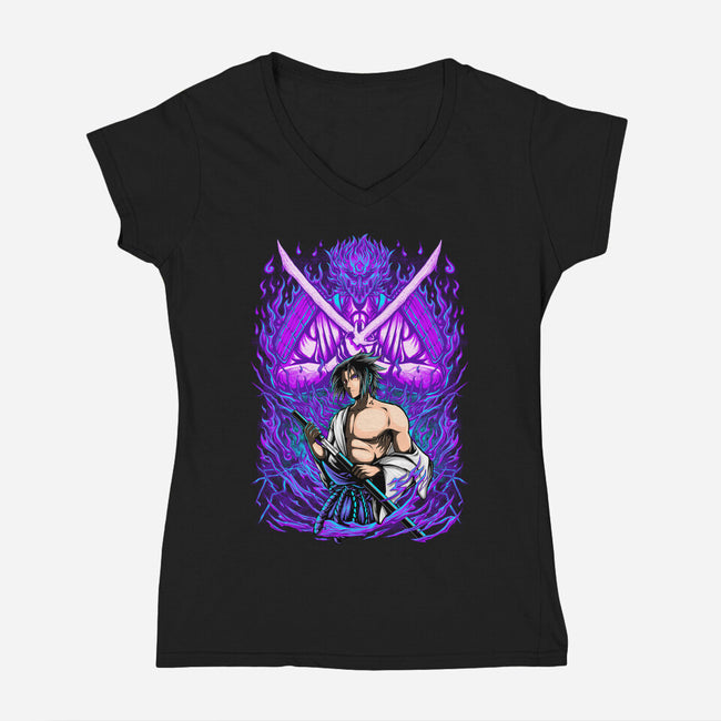 Purple Susanoo-Womens-V-Neck-Tee-alanside