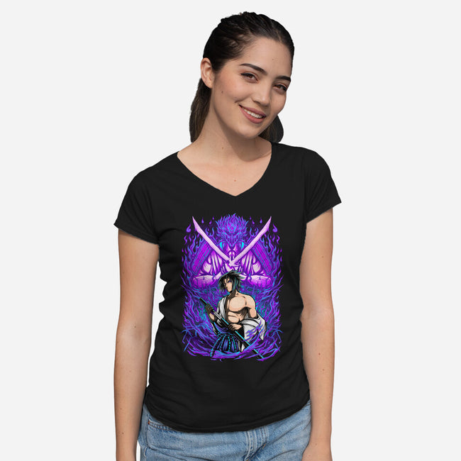 Purple Susanoo-Womens-V-Neck-Tee-alanside