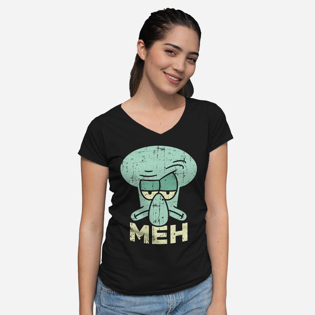 Squid Meh-Womens-V-Neck-Tee-Xentee