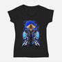 Mortal Fighter 2-Womens-V-Neck-Tee-Conjura Geek