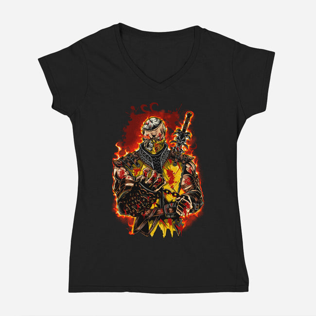 The Mortal Fighter-Womens-V-Neck-Tee-Conjura Geek