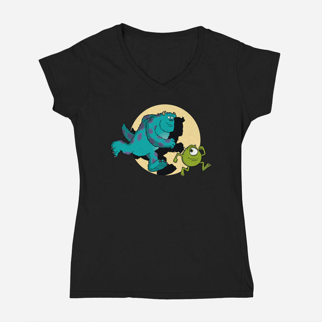 Monsters Adventures-Womens-V-Neck-Tee-jasesa