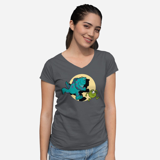 Monsters Adventures-Womens-V-Neck-Tee-jasesa