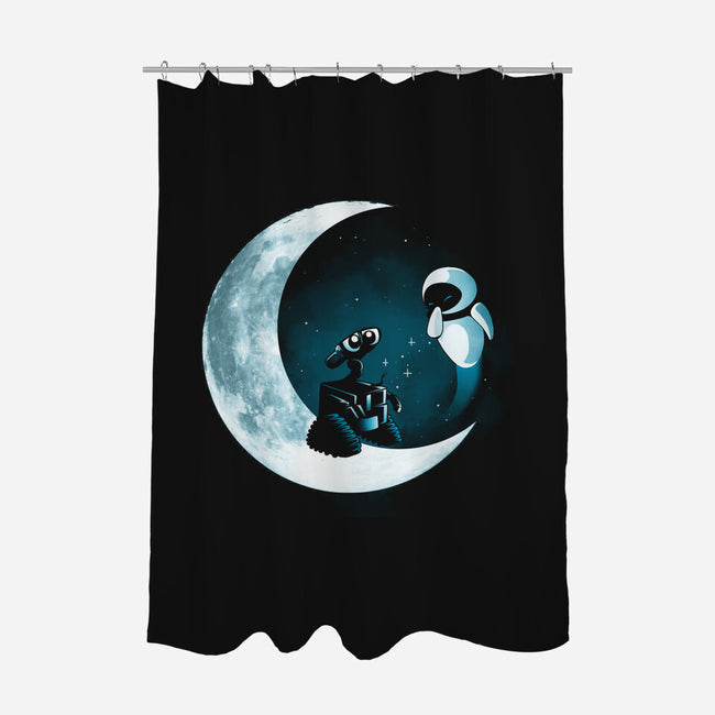 Love Robot Moon-None-Polyester-Shower Curtain-Vallina84