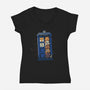 Tardis Cats-Womens-V-Neck-Tee-tobefonseca