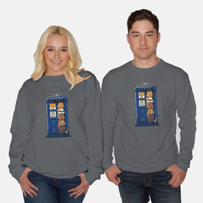 Tardis Cats-Unisex-Crew Neck-Sweatshirt-tobefonseca