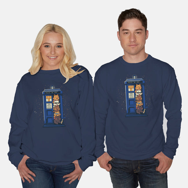 Tardis Cats-Unisex-Crew Neck-Sweatshirt-tobefonseca