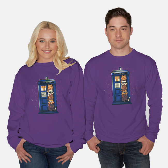 Tardis Cats-Unisex-Crew Neck-Sweatshirt-tobefonseca