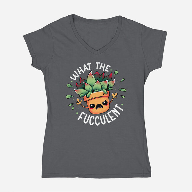 Raging Succulent-Womens-V-Neck-Tee-Snouleaf