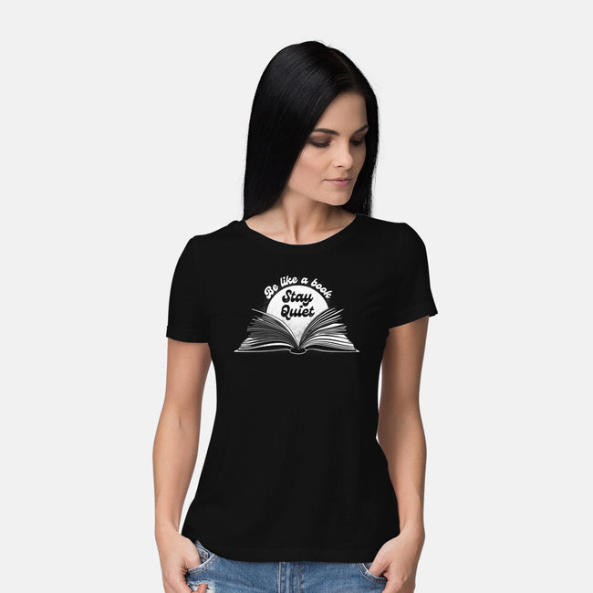 Be Like A Book-Womens-Basic-Tee-rocketman_art