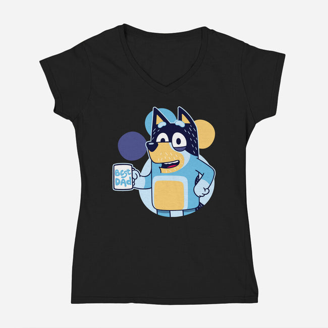 Blue Dad-Womens-V-Neck-Tee-Getsousa!