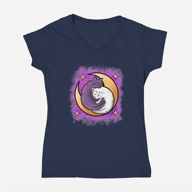 Love In The Moon-Womens-V-Neck-Tee-nickzzarto