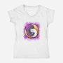 Love In The Moon-Womens-V-Neck-Tee-nickzzarto